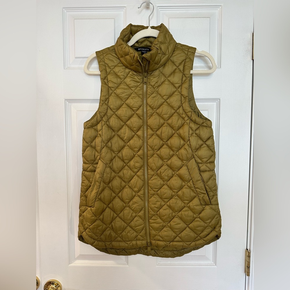 Athleta Featherless Puffer Vest, Small, Green, EUC